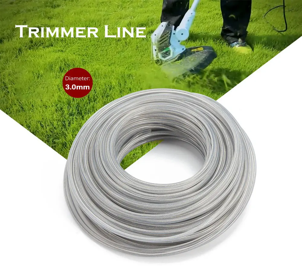 3.0mm 15m / 45m Trimmer Wire Rope Cord Line Strimmer Brushcutter Trimmer Long Round Roll Grass Replacement Wire Garden Tool