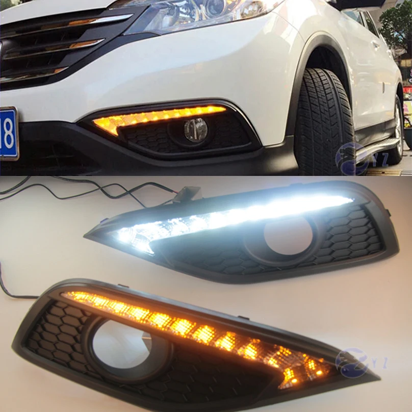 2 Pcs drl For Honda CRV CR V 2012 2013 2014 DRL fog lamp cover Daytime Running Lights with turn ... 2 Pcs drl For Honda CRV CR V 2012 2013 2014 DRL fog lamp cover Daytime Running Lights with turn ...