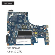NOKOTION Laptop Motherboard For Lenovo G50 G50-45 A8-6410 CPU ACLU5 AULU6 NM-A281 REV:1.0 DDR3 MAIN BOARD Full tested