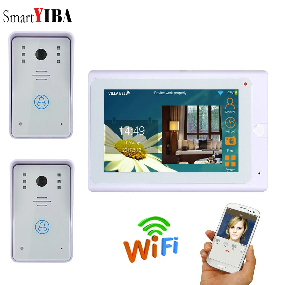 

Yobang Security WIFI Wireless Door Phone Waterproof Video Doorbell Intercom System Android IOS APP Control 2 Camera 1 Monitor