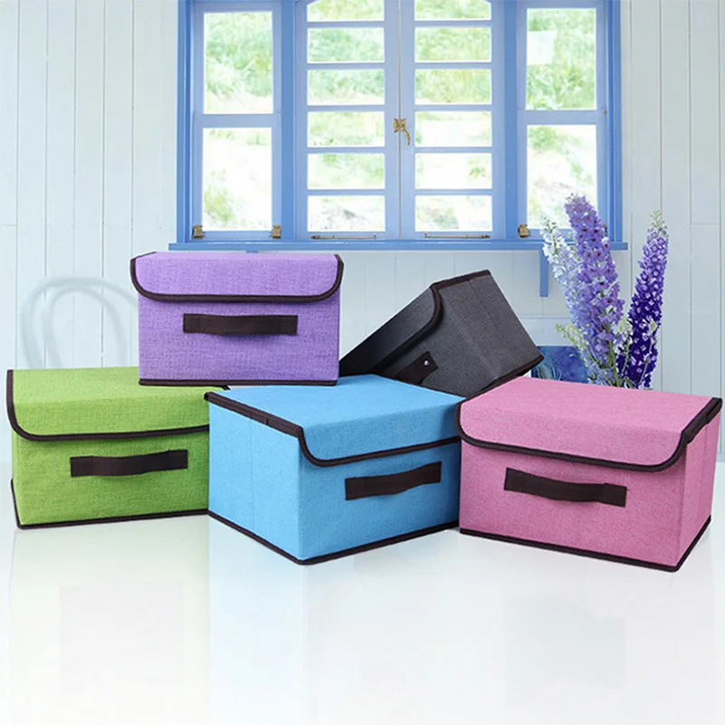 1pcs linen covered storage box Economic Home Storage Holder Fashion