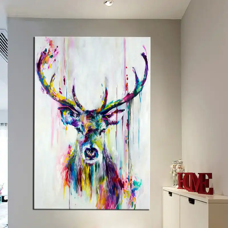 Animal Poster Abstract Print Watercolor Deer Head Stag Wall Art Animal Poster Abstract Print Watercolor