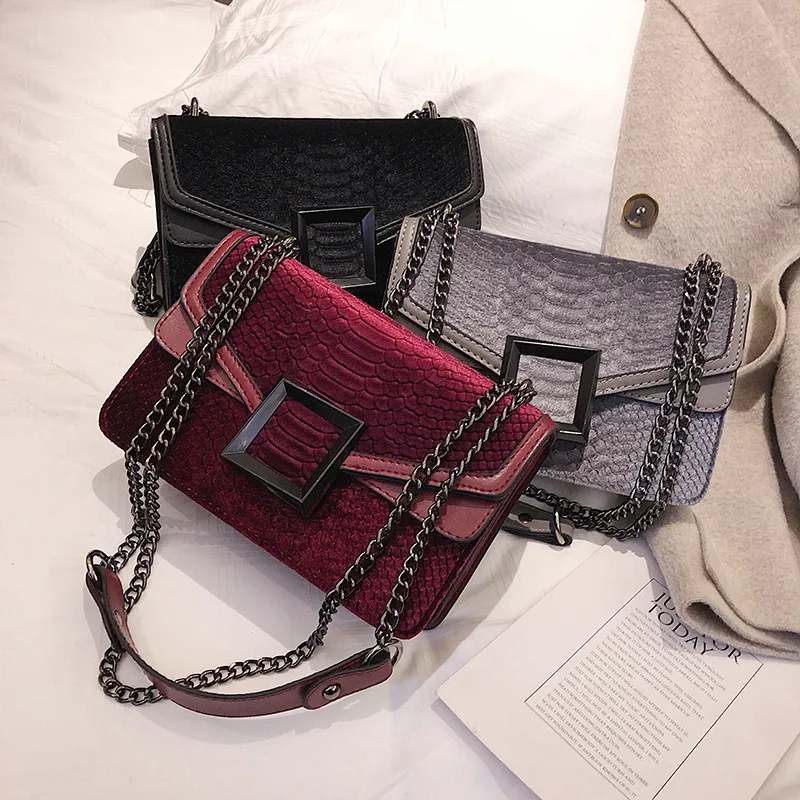 Winter Autumn Luxury Female Bag Women Velvet Shoulder Bag Chain Strap Flap Messenger Bag For Female Crossbody Bag