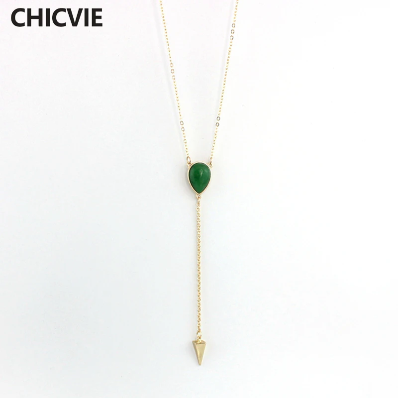 

Romantic Green Natural Stone Necklace With Gold Arrow Pendants Necklaces Wedding & Engagement Jewelry for Women SNE160174
