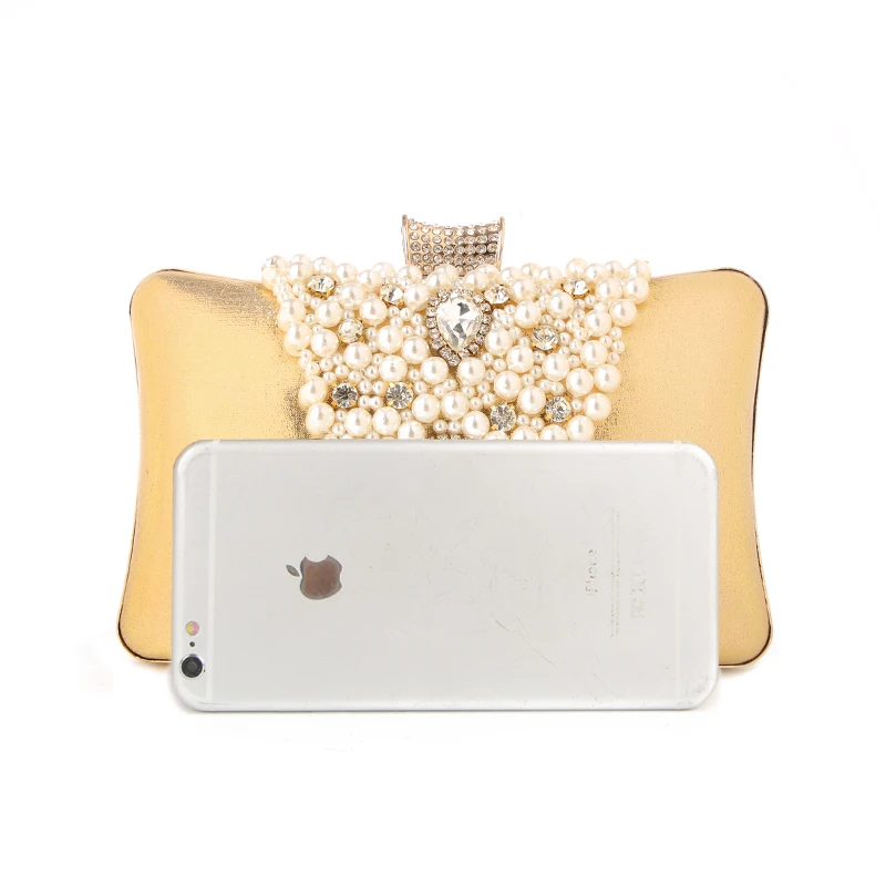 Luxy Moon Beads Faux Leather Clutch Bag for Wedding Size Compare with iPhone