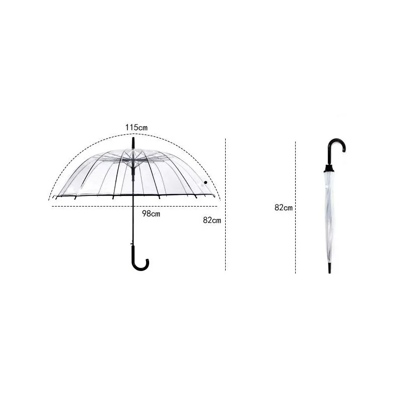 Semi-Automatic Transparent Umbrellas For Protect Against Wind And Rain Long-Handle Umbrella Clear Field Of Vision