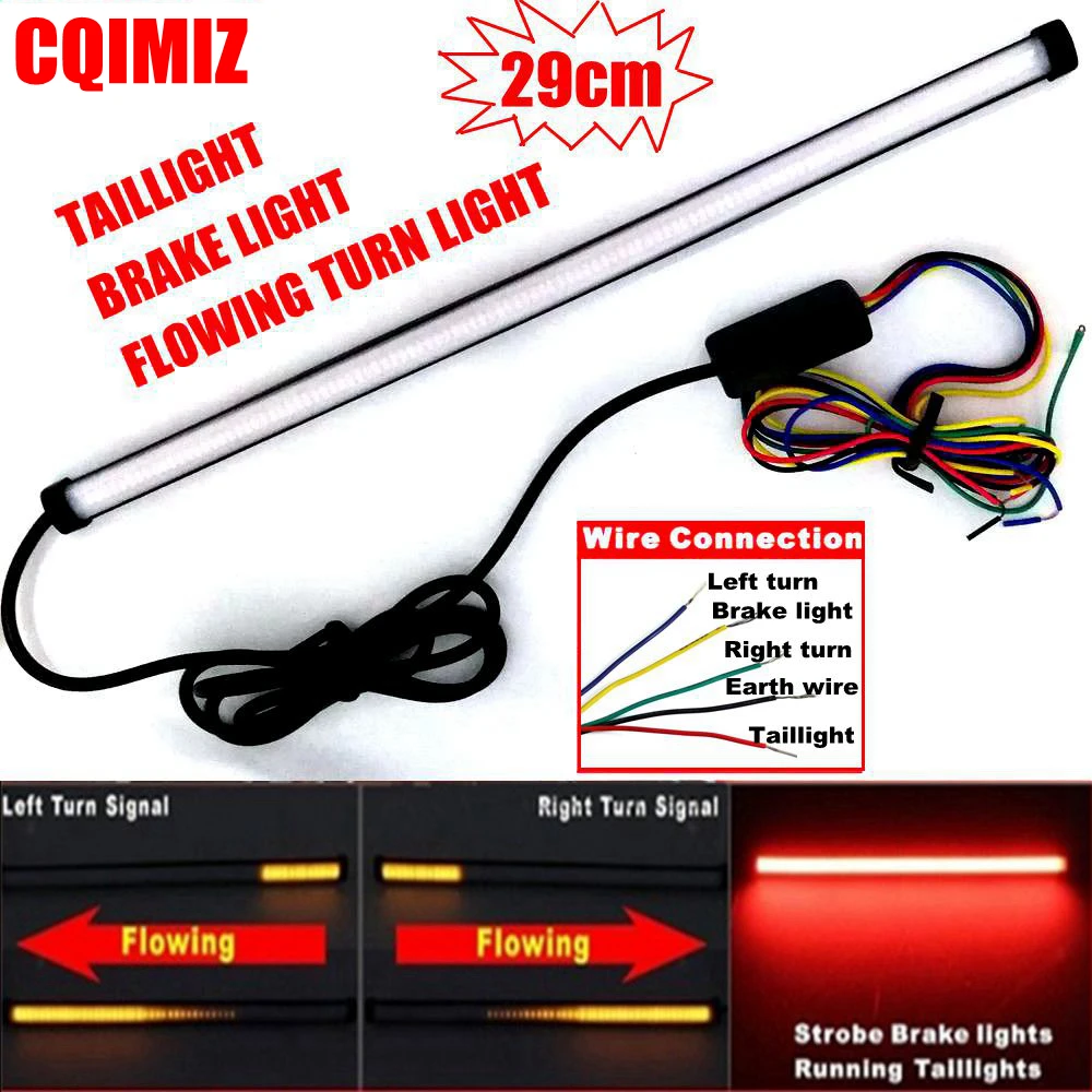 

Motorcycle Sequential Running Brake Tail Light Turn Signal Integrated LED Stop Light Strip 290mm