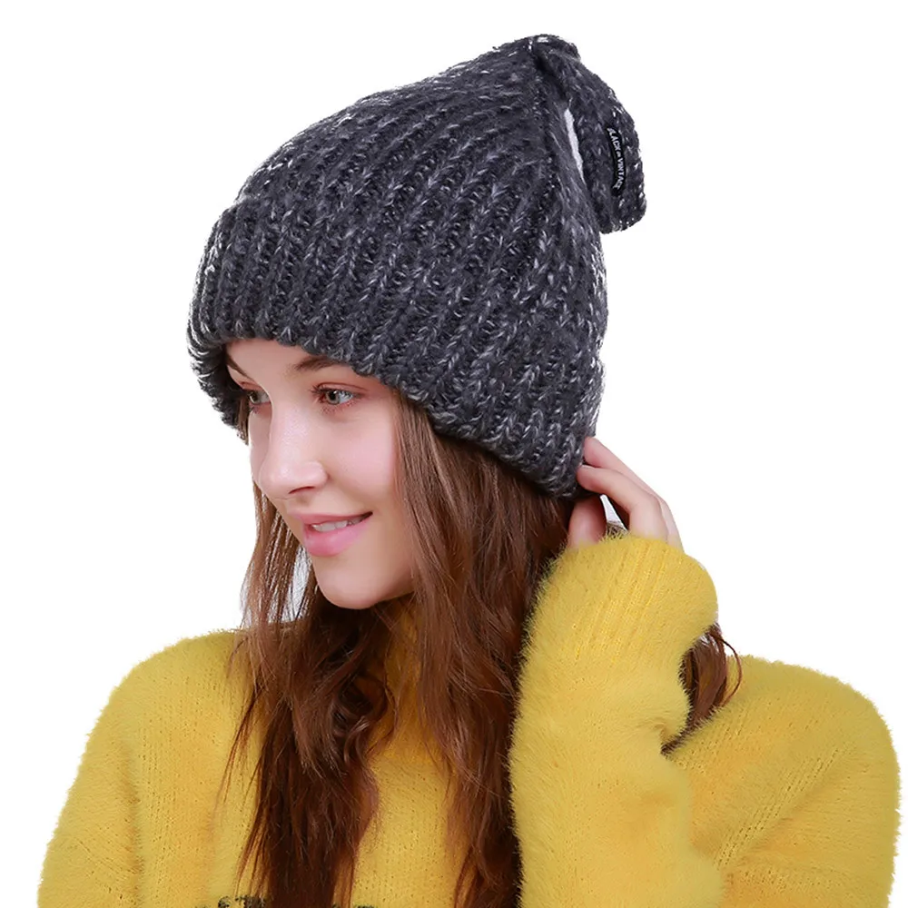 Womail Fashion Для женщин Шапки теплая Крючком Зимняя шерстяная одежда вязаная Лыжная шапка шапочки принт заячьи ушки; зимние Шапки для Для женщин Dec25