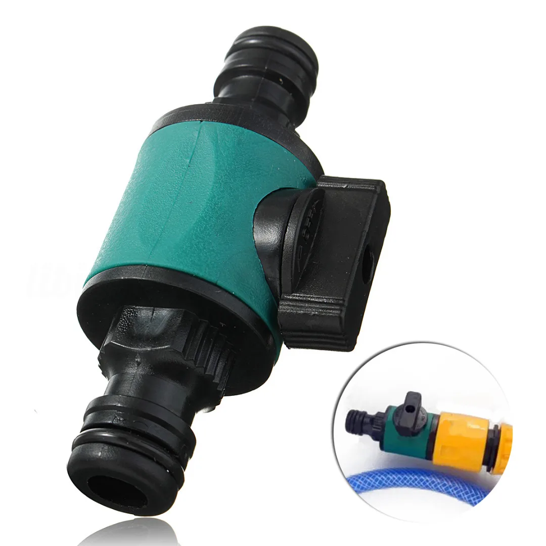 1/2" 2-Way Connector Shut-off Garden Hose Water Pipe with Quick ABS Green Nonslip Outdoor Garden Valve