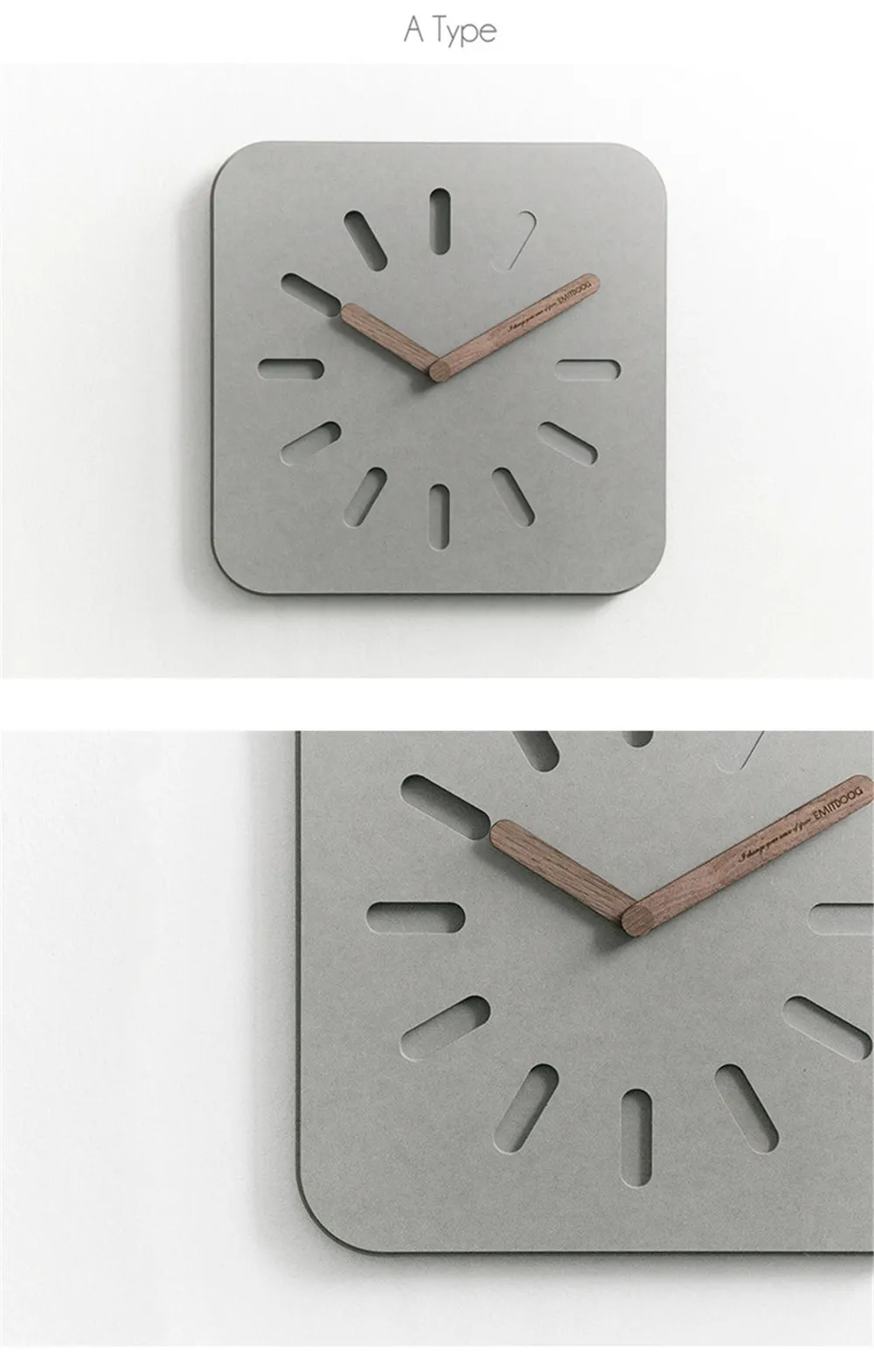Модные современные МДФ настенные часы скандинавские минималистичные квадратные круглые черно-серые художественные бесшумные часы Suzuki для кафе домашний декор
