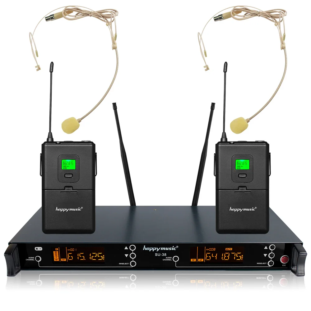 Headset 200 канальный двойной УВЧ профессиональный беспроводной микрофон системы караоке, свадьбы, конференции, вечеринки, встречи, сцены - Цвет: Headset
