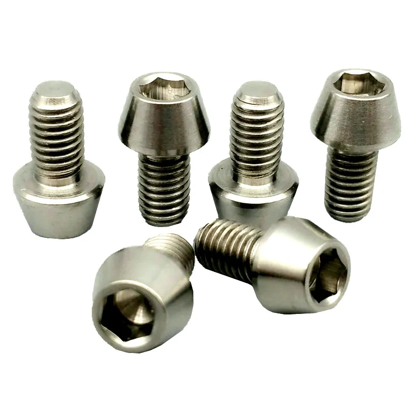 

Titanium Bolt for Bicycle Front/Rear Derailleur Wire Screw M5 x9mm Ti Bolt Cone Head Titanium Screw Ti Fasteners 4/6/24pcs