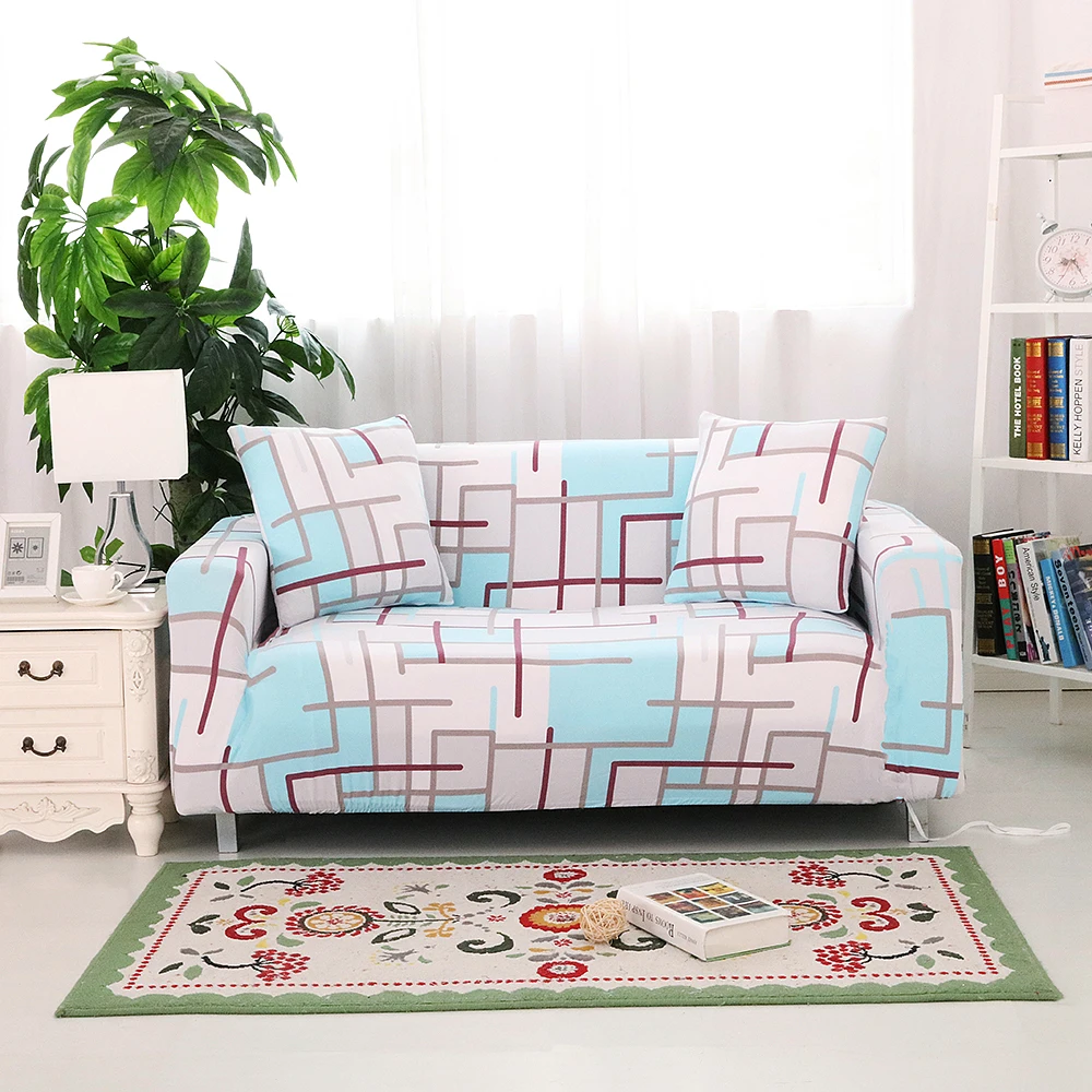 1/2/3/4 Seater Polyester Korean Style Sofa Cover All-inclusive Elastic Couch Cover for Living Room Print Sofa Slipcover