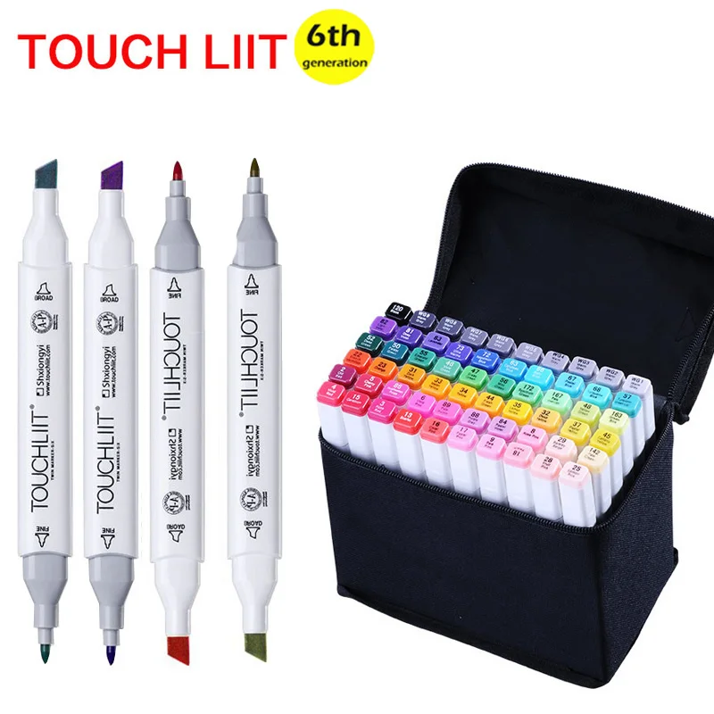 

Touchliit 204 Alcohol Markers Painting Anime comic Dual Sketch Marker 168 Set Skin Tone Gray/Grey Coloring Pen Kalachevaschool