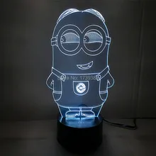 Бесплатная доставка 1 шт. многоцветный USB зарядка 3D мультфильм гадкий я миньоны из светодиодов с luminaria-де-меса ночника