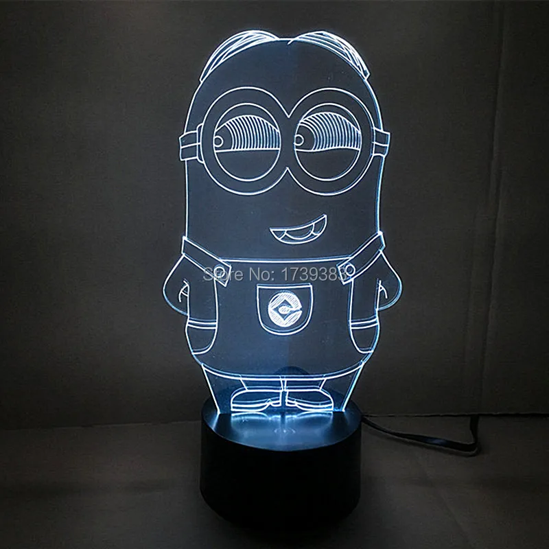 Free Shipping 1 piece Multi Color USB charge 3D Cartoon Despicable Me Minions font b LED