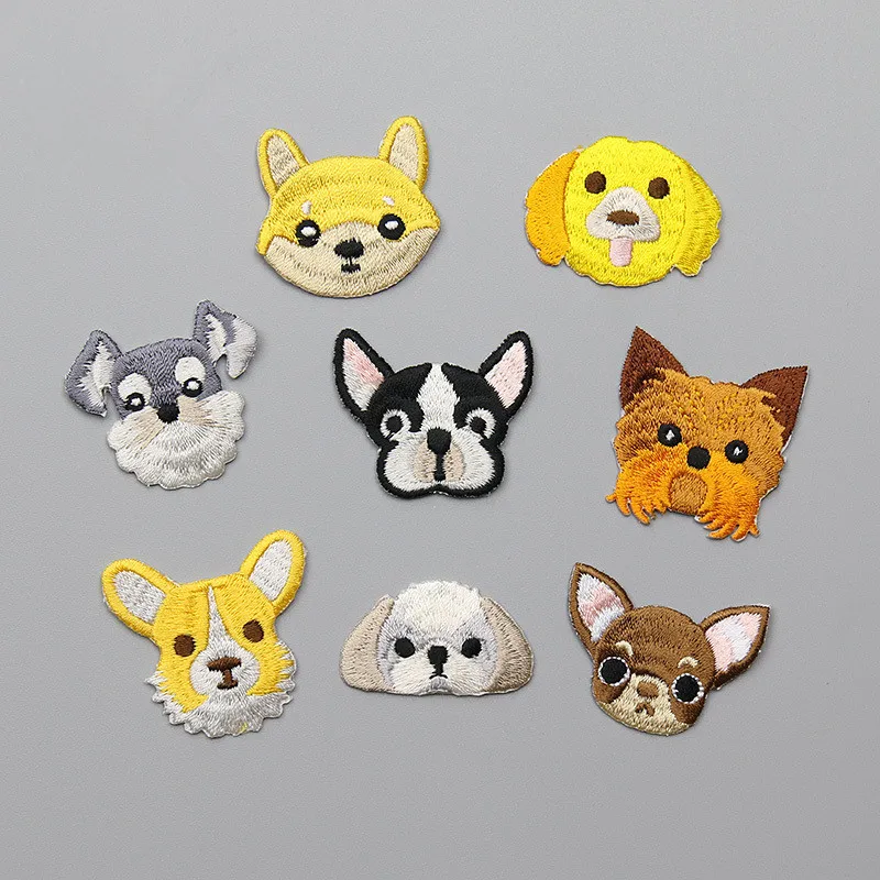 

1PCS Small Cute Dog Head Patches for Kids Clothing with Adhesive Glue Iron On the Back Cartoon Chihuahua Patch