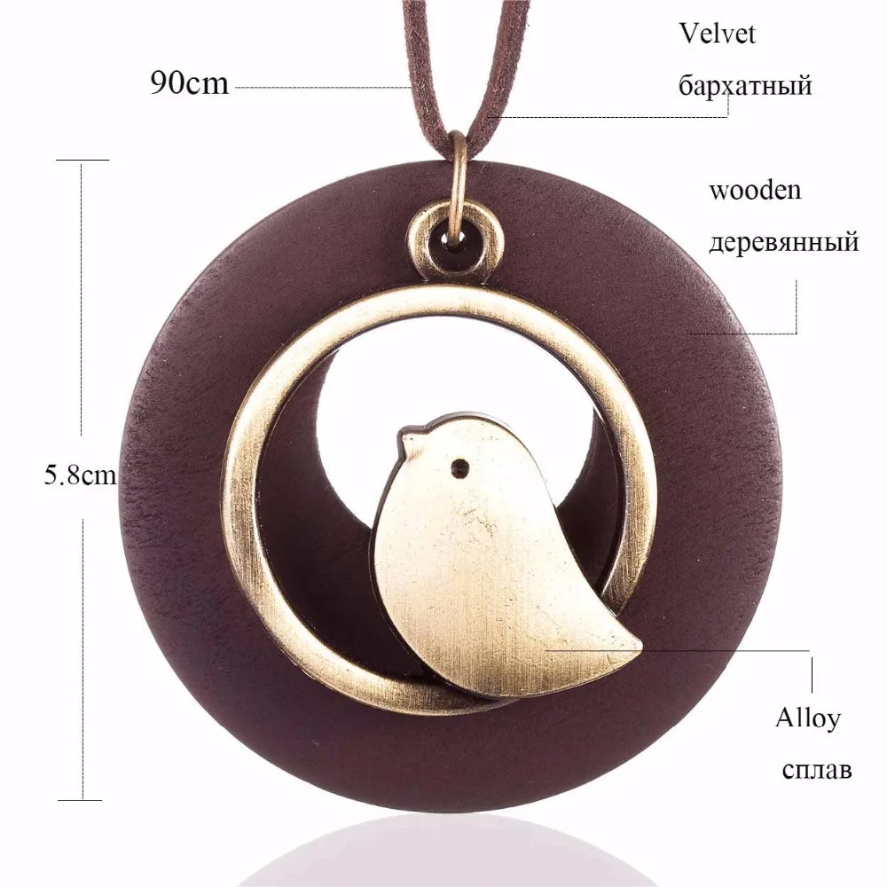 woman jewelry statement necklaces & pendants, Bird Wooden Bead pendant vintage Long necklace women christmas gift collares mujer - Image 6
