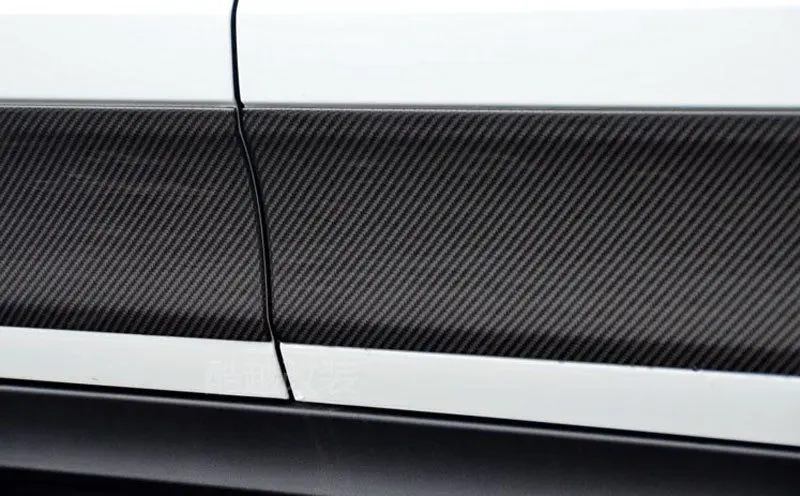 Углеродное волокно внешняя Настройка боковая юбка Обшивка двери комплект для Porsche Macan-17