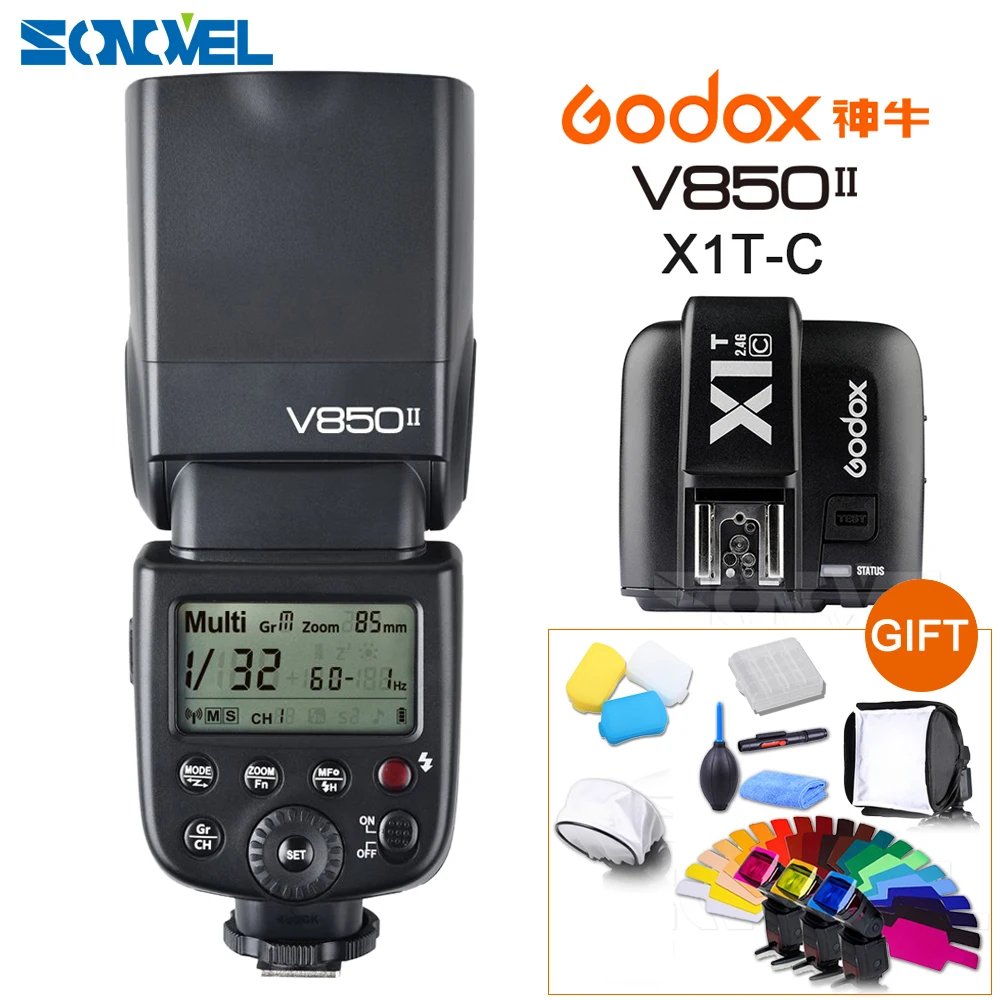 Godox V850II GN60 2 4G Беспроводная X СИСТЕМА Speedlite литий-ионный аккумулятор вспышка + X1T-C