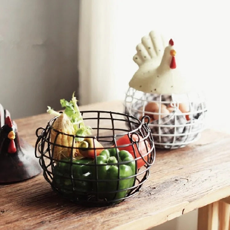 Американская железная корзина для хранения яиц, корзина для закусок, фруктов, креативная коллекция, керамические украшения для курицы, кухонные аксессуары