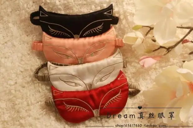 

quality silk eye shade Embroidery silk Fox/Cats design Eye Mask with Earbuds