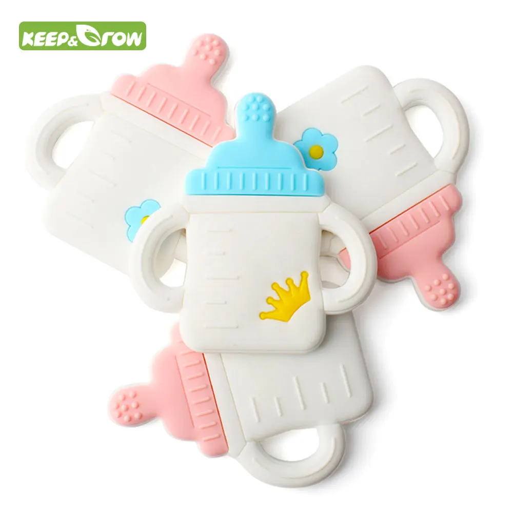 

KEEP&GROW Milk Bottle Giraffe Silicone Teethers Infant Necklace Bracelet Mordedor Teether Baby Gift Pendant Pacifier Chain Toy