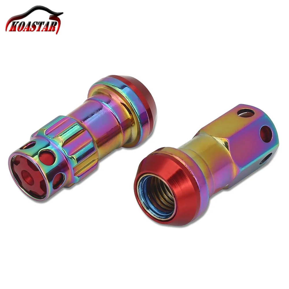 

44mm Neochrome Car Steel Wheel Nut M12x1.5 M12x1.25 Racing Lug Nuts Lock Racing Lug Nuts with Security Key 20 pcs/set
