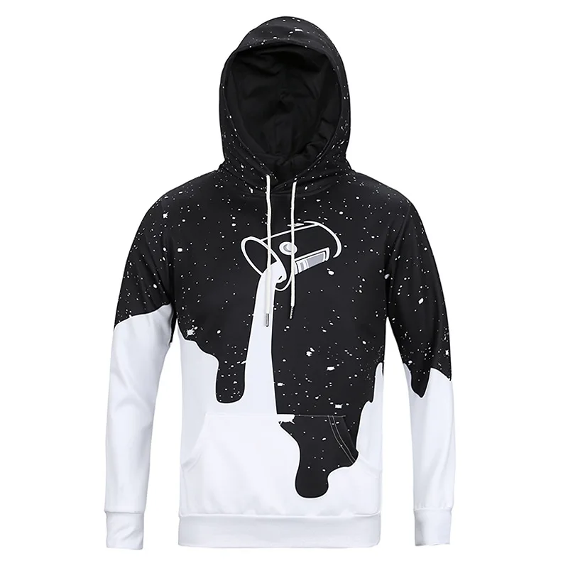 

Creative Funny 3D Spilled Milk Space Galaxy Hoodies Men Women Lovers Streetwear Fashion Black White Unisex Hoody Pullovers Tops
