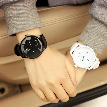 

Harajuku style women's watch trend Europe and American large dial simple black and white couple personality tide male Watch