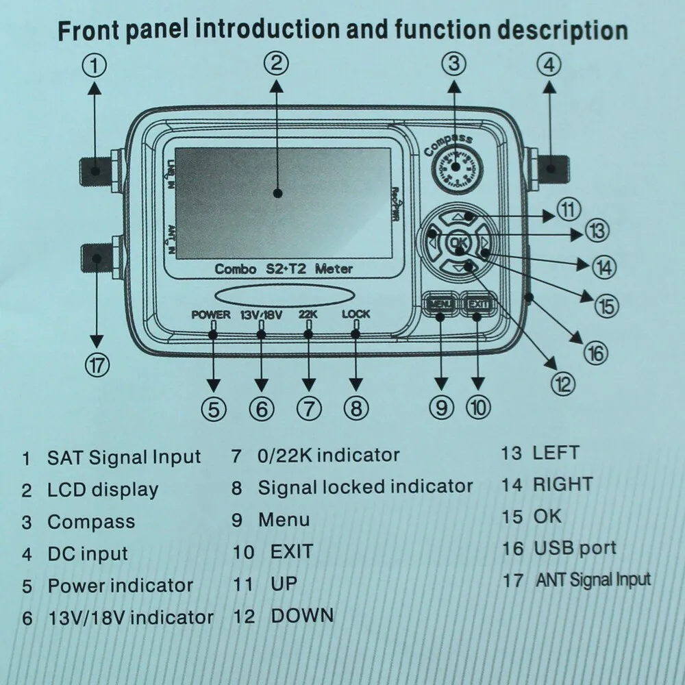 Цифровой SatFinder DVB-T2 DVB-S2 комбо sf560 satlink спутниковый искатель метров SF 560 dvb-t искатель с компасом sf-560