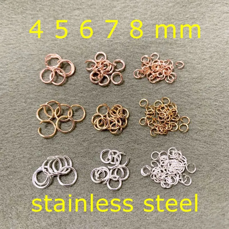 

4mm 5mm 6/7/8mm Rose Gold Silver Stainless steel Open Jump Rings Split Rings Connectors Handmade Jewelry DIY Accessories 100pcs