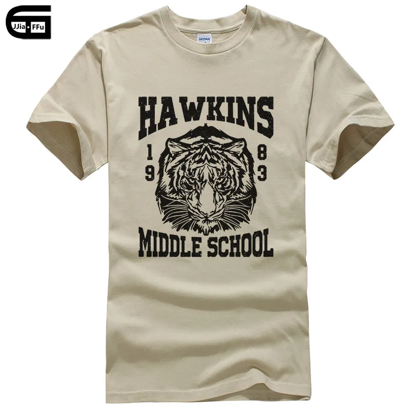 Летние Стильные футболки для мужчин Hawkins Middle School Tiger 1983, футболка с принтом, Повседневная футболка из хлопка T234