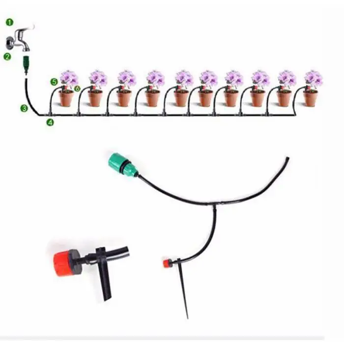 10/15/20/25 м автоматический полив Наборы цветы капельного полива Системы трубопровод Регулируемый Dripper шланг для полива сада комплект 2017ing