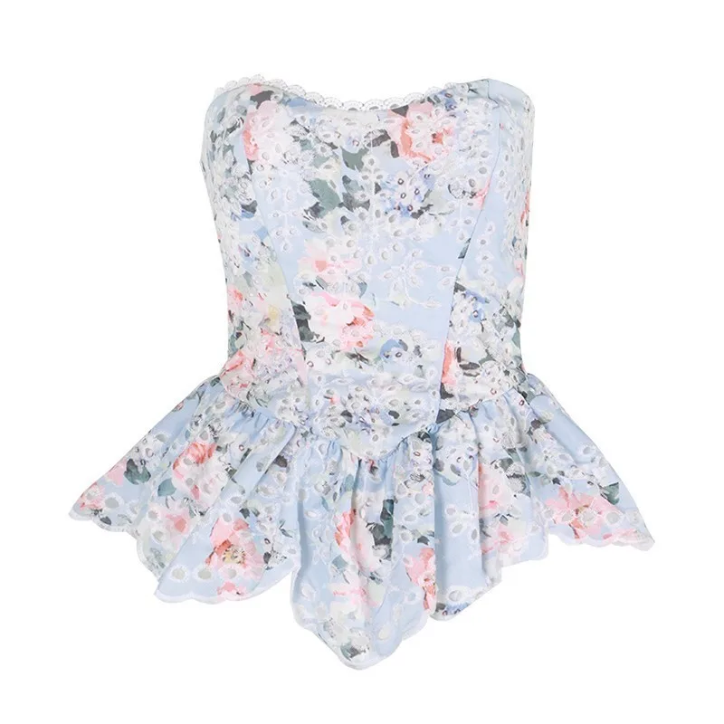 [LIVIVIO] Boho Ruffle Hem без рукавов белый кружевной топ Женская одежда 2019 Лето бретелек Cami
