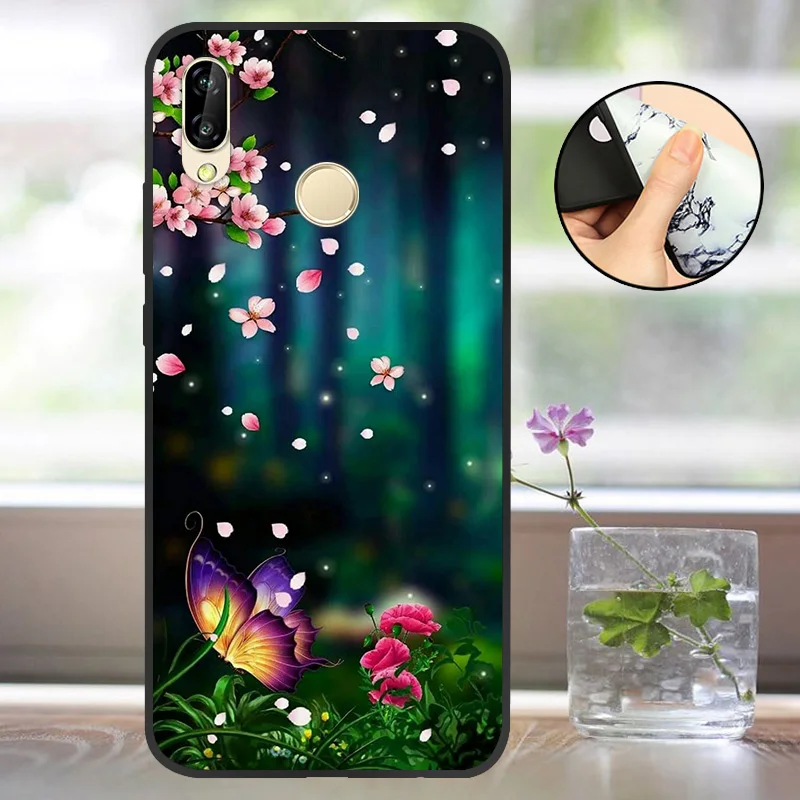 Черный матовый чехол для Huawei P20 Lite силиконовый с рисунком P20Lite телефона 5 84 дюйма