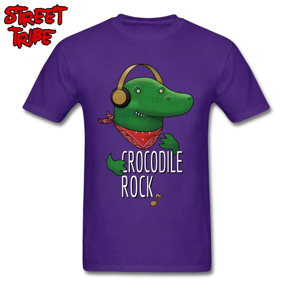 Crocodile rock Casual T-shirts for Men 100% Cotton Summer Autumn Tops Shirts Casual Tee-Shirt Short Sleeve Brand New Round Neck Crocodile rock purple