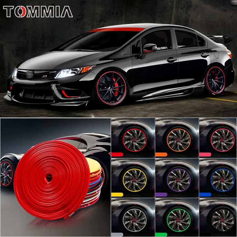 

8M Car Wheel Hub Rim Edge Protector Ring Tire Strip Guard Rubber Decals For Honda Civic