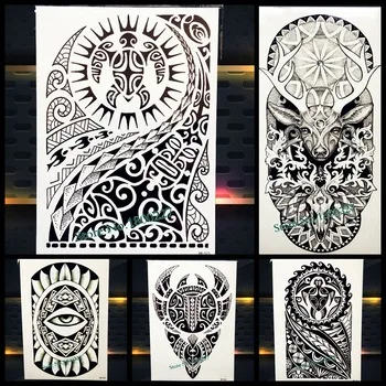 Large Body Art Arm Sleeves Temporary Tattoo Sticker Fast Furious Dwayne Rock Johnson Tattoo PHB523 Fake Tatoo Men Indian Totem