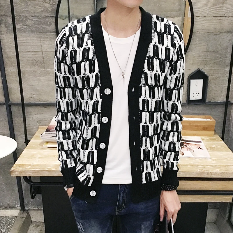 Pria Putih Kardigan Sweater-Beli Murah Pria Putih Kardigan
