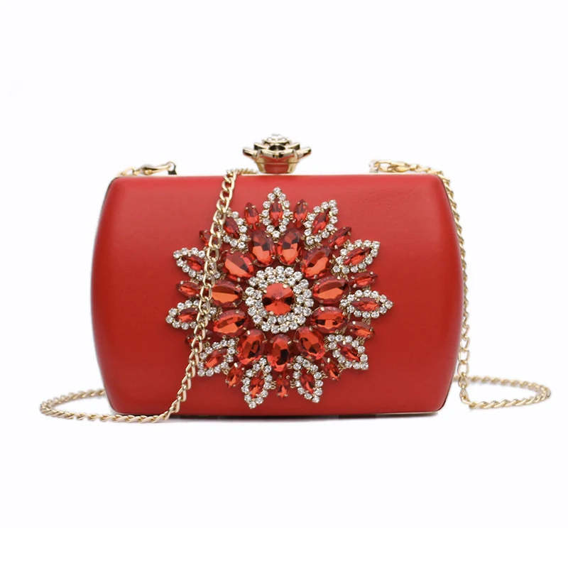 Обувь с украшением в виде кристаллов клатч для Для женщин сумка через плечо модные стразы Свадебные клатч Сумочка эксклюзивная Сумки bolso mujer ZD1332 - Цвет: Red