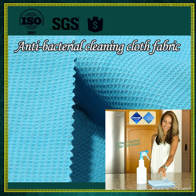 Antibacterial Enviro Cleaning Cloth Fabric Silver thread embededin