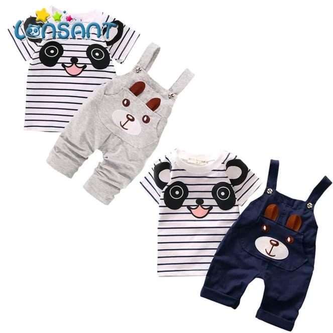 LONSANT Fashion Boy 1Set Summer Toddler Straps Set Baby Little Bear Stripe Short Sleeve 2018 E1640 | Детская одежда и обувь