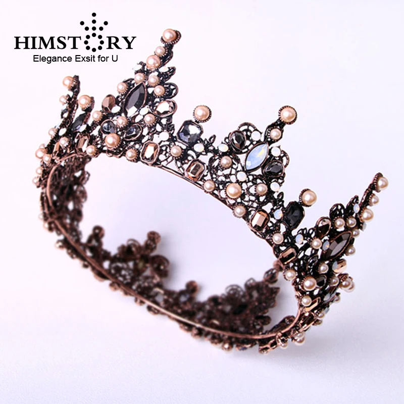 

Himstory Retro Baroque Bridal Tiara Black Bride Queen King Crown Wedding Hair Jewelry Accessories Women Pageant Prom Headpiece