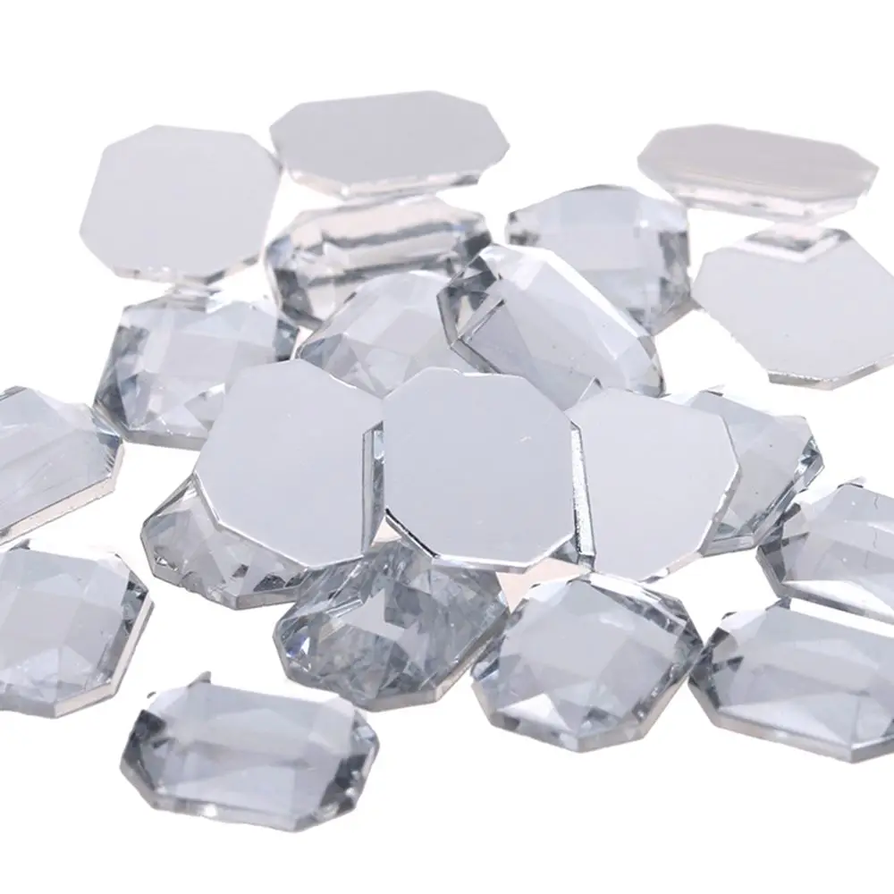 

Acrylic Rhinestones Rectangular Flat Facets Many Sizes Flatback Crystal Clear Glue On Beads For Jewelry Making Decorations