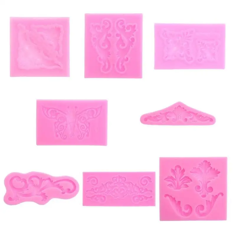 

Vintage Relief Frame Silicone Mould Pink Fondant Die Tool DIY Cake Food Baking Mold Home Kitchen Decorating Tools