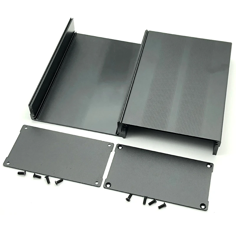 Online 1 pieza de aluminio PCB caja de instrumentos de aluminio negro caja de proyecto electrónico placa de circuito con tornillos 150x105x55mm