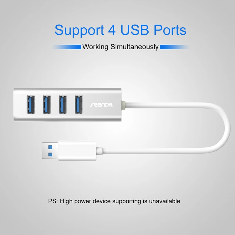 SeenDa usb-хаб 2,0 Алюминиевый сплав 4 порта высокая скорость зарядки синхронизации передачи данных Разветвитель переключатель для компьютера ноутбука OTG концентратор 2,0