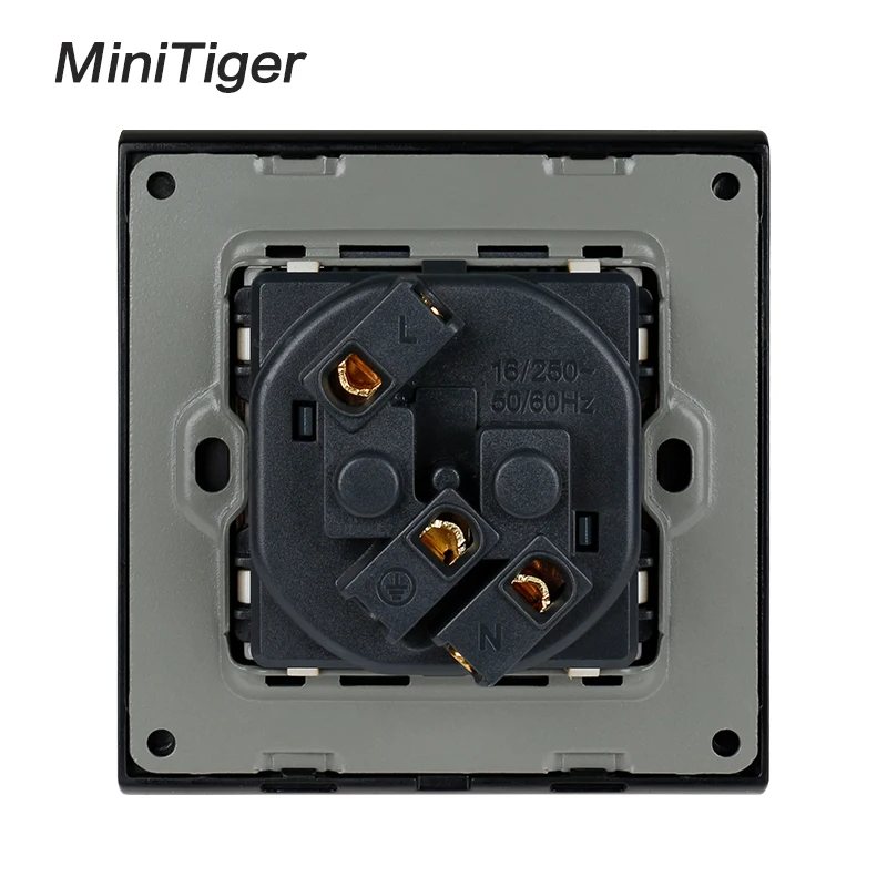 Minitiger 16A гнездо питания стандарта ЕС 4D тиснение Ретро цинковый сплав панель