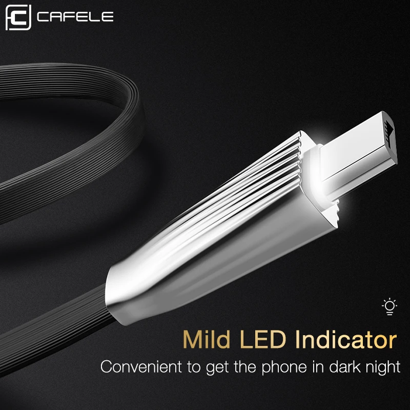 

Cafele LED Light Micro USB Cable for Xiaomi Note 5/ 4X Zinc Alloy Connector USB Micro Charging Cable 120cm